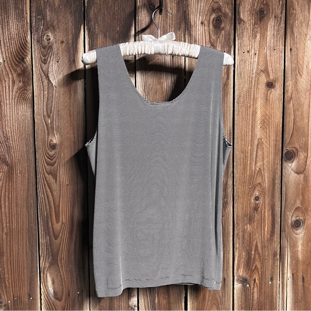 Chico’s Travelers Classic Black & White Striped Lagenlook Fall Tank Top Sz XL - Picture 6 of 7